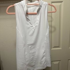 White ruffle neck detail golf tank